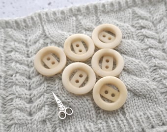 Natural Tagua Nut Buttons, 18mm .71 inch - Modern Zorro Vegetable Ivory Sew-Throughs in Warm White - VinTaGe NOS UnDyed Corozo Buttons BB613