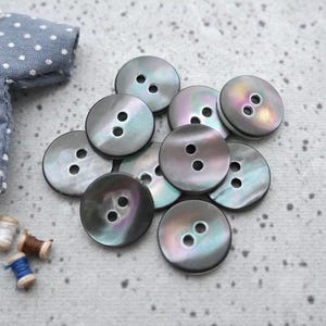 Turban Snail Shell Buttons - CHOOSE ≈13mm 1/2 in., 17mm .67" - Wildly Iridescent Smoke Blue-Gray w/ Purple MOP Mother of Pearl Buttons BB463