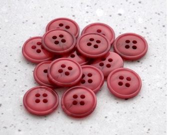 Faux-Marble Red Vintage NOS Buttons, ≈15mm 5/8 inch - Swirled Cherry Jubilee Pink-Red Raspberry Glaze Sewing-Buttons X BB741