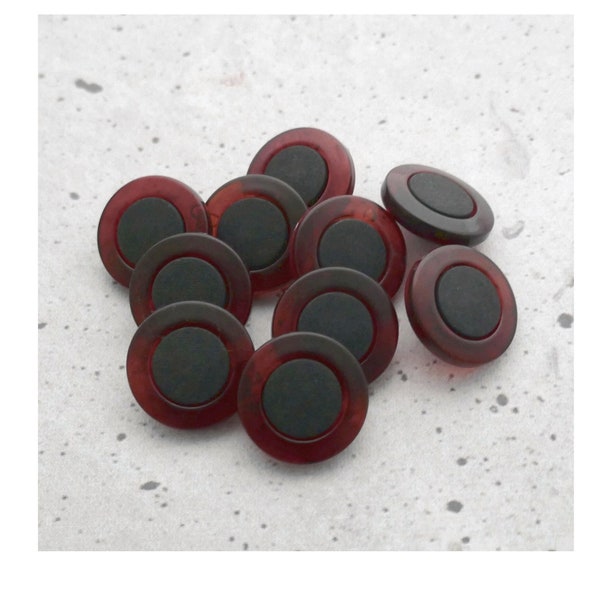 Translucent Tortie Rim Buttons - CHOOSE 17mm 20mm 22mm - Faux-Tortoise-Shell Buttons w/ Black Ctrs - VTG NOS Rust Brown Faux-Natural BB316