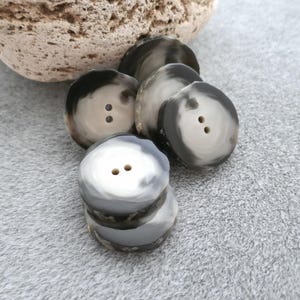 Live-Edge Faux-Antler Buttons - CHOOSE ≈29mm 1-1/8", 30-31mm 1-1/4" - Swirled Gray to Black Asymmetrical Flat-Profile Buttons Vtg NOS BB1115