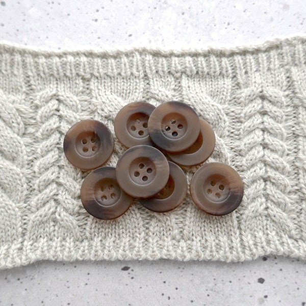 Horn Imitation Brown Buttons - CHOOSE 20mm 23mm 25mm - Bowl-Shape Naturalist Tonal Brown Buttons w/ Wide Rims - VTG NOS Faux-Natural BB485
