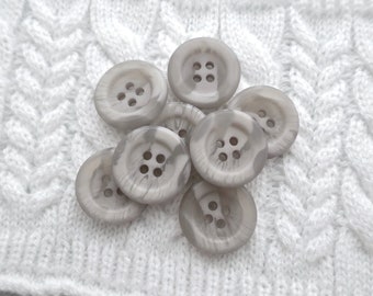 Marbled Grey Buttons, 20mm .78 inch - Thick Faux-Marble Semi-Translucent Stardust Gray Sew-Through Buttons, 8 VinTaGe NOS Faux-Natural BB543