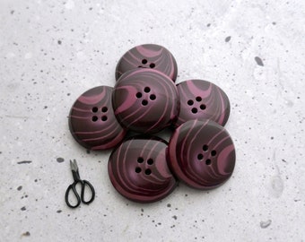 Marbled Oval Purple Buttons - CHOOSE 23mm .90 in, 28mm 1-1/8" - Orchid on BlackBerry Modern Faux-Marble Buttons - VTG NOS Faux-Natural BB524