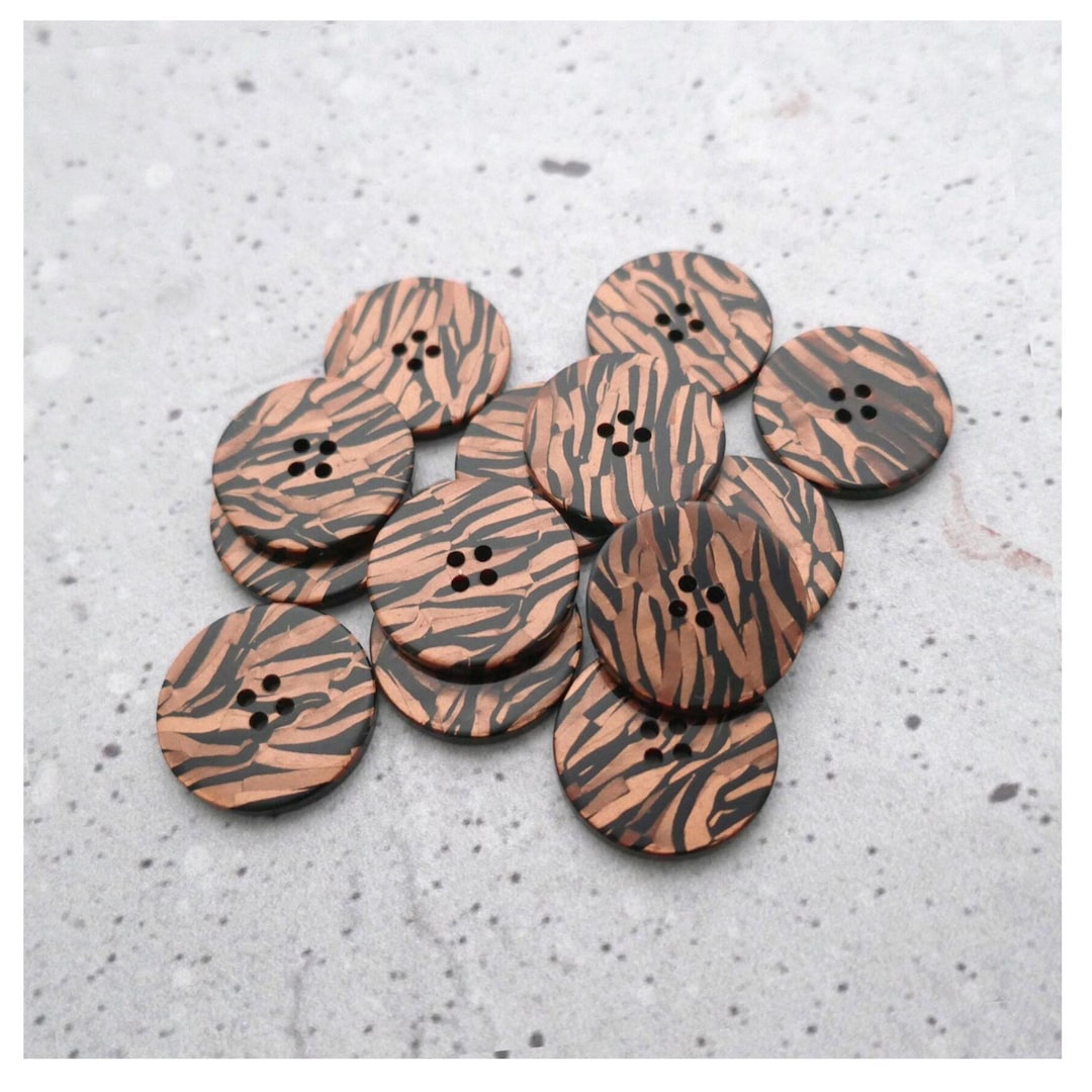 Tiger Shell Button Tiger Stripe Buttons, ≈22mm 7/8 Inch - Luminous Striped Red-brown ...