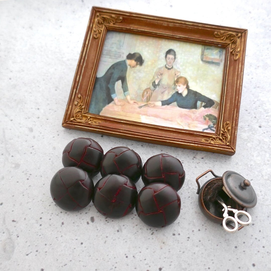 Maroon Brown Leather Shanks, 16mm 5/8 Small Real Genuine Woven  Leather Buttons W/ Red Highlights Vintage NOS Leather Buttons BB760 