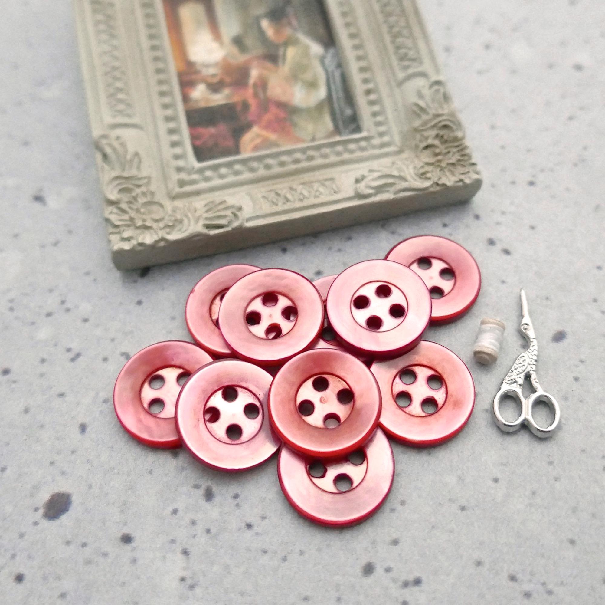 Lot De Boutons Shank Nacrés Rose Champagne | Vintage | Plastique | Pour Couture
