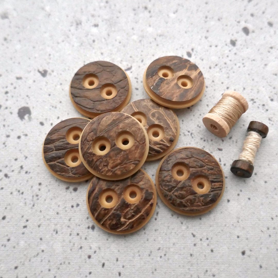 Barked Corozo Buttons, ≈22mm 7/8 Inch, CHOOSE Lite, Dark Tagua Nut ...