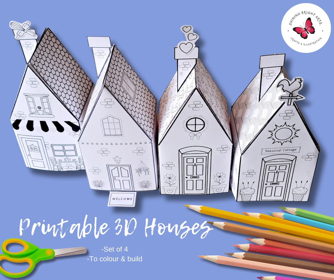 Printable 3D Houses to Colour | Colouring Activities for Children ...