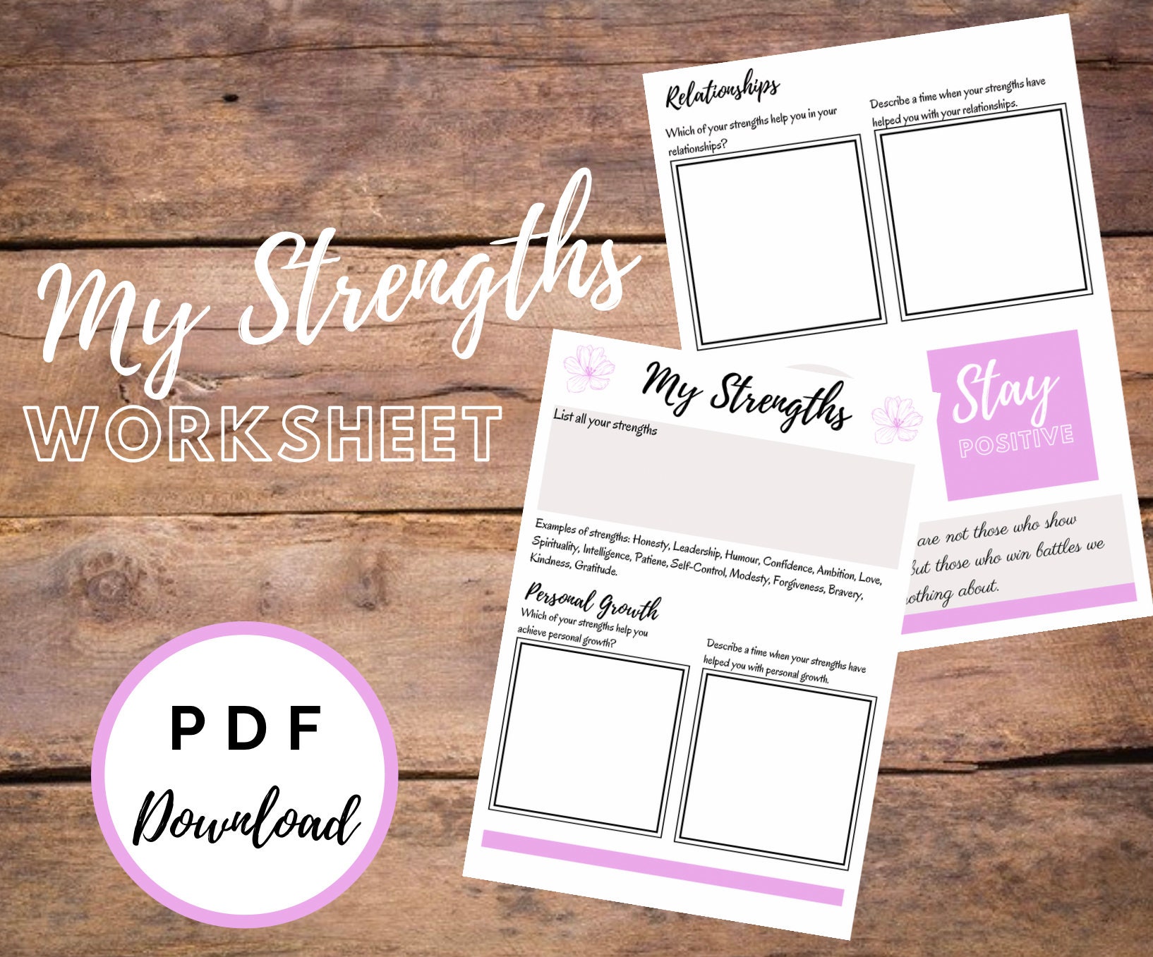 my strengths worksheet positive worksheets mental health etsy