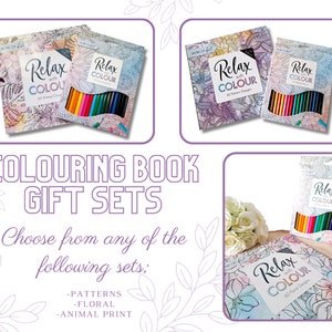 Set de regalo de libro para colorear para adultos / Set de regalo de libro para colorear y lápiz / Regalos para el Día de la Madre / Libros para colorear conscientes / Sets de regalo de arte /