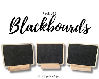 Pack of 3 Blackboards with Stands - NEW, LARGER DESIGN | Craft Supplies and Tools | Blackboards | Mini Blackboard Stand | Mini Blackboard