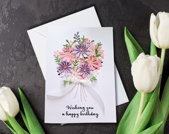 Floral Birthday Card | 3D Flower Greetings Card | Birthday Cards For Her | Happy Birthday Cards | Gardening-Themed Greetings Cards | Flowers