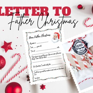 Carta descargable para Papá Noel / Plantilla de carta para Papá Noel / Plantillas de cartas descargables para Navidad / Cartas para niños