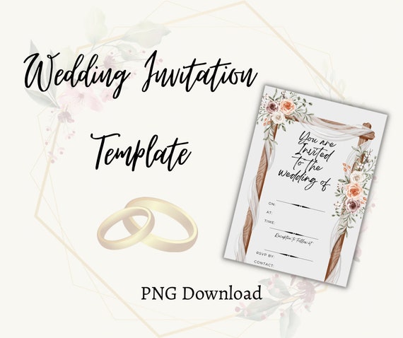 A6 Digital Wedding Invitation Template | Printable Wedding Template |  Digital Downloads | Wedding | Wedding Invitations To Print At Home 