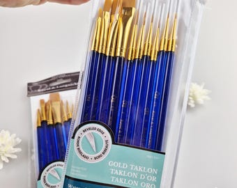 Royal & Langnickel Pinsel Set - 7 Teile, Golden Taklon, Rund- & Flachpinsel, Acrylgriff, Für Acryl- & Aquarellmalerei