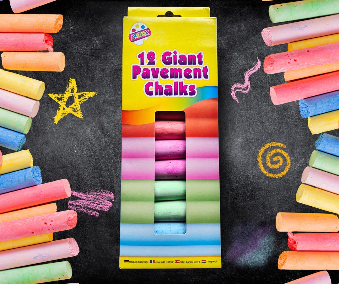 12 Giant Pavement Chalks | Chalk Selection Box | Giant Chalk Multi ...