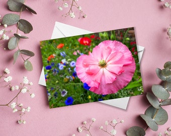 Wildflower Card | Floral Cards | Cards For Him | Cards For All | Birthday Cards | Thinking Of You Cards | Get Well Cards | Pink Flowers