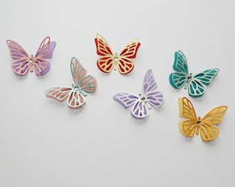A pack of 6 3D Butterflies with Gems | Paper Craft | Craft Essentials | Card Making | Scrapbooking | Butterflies | Craft Supplies | Craft