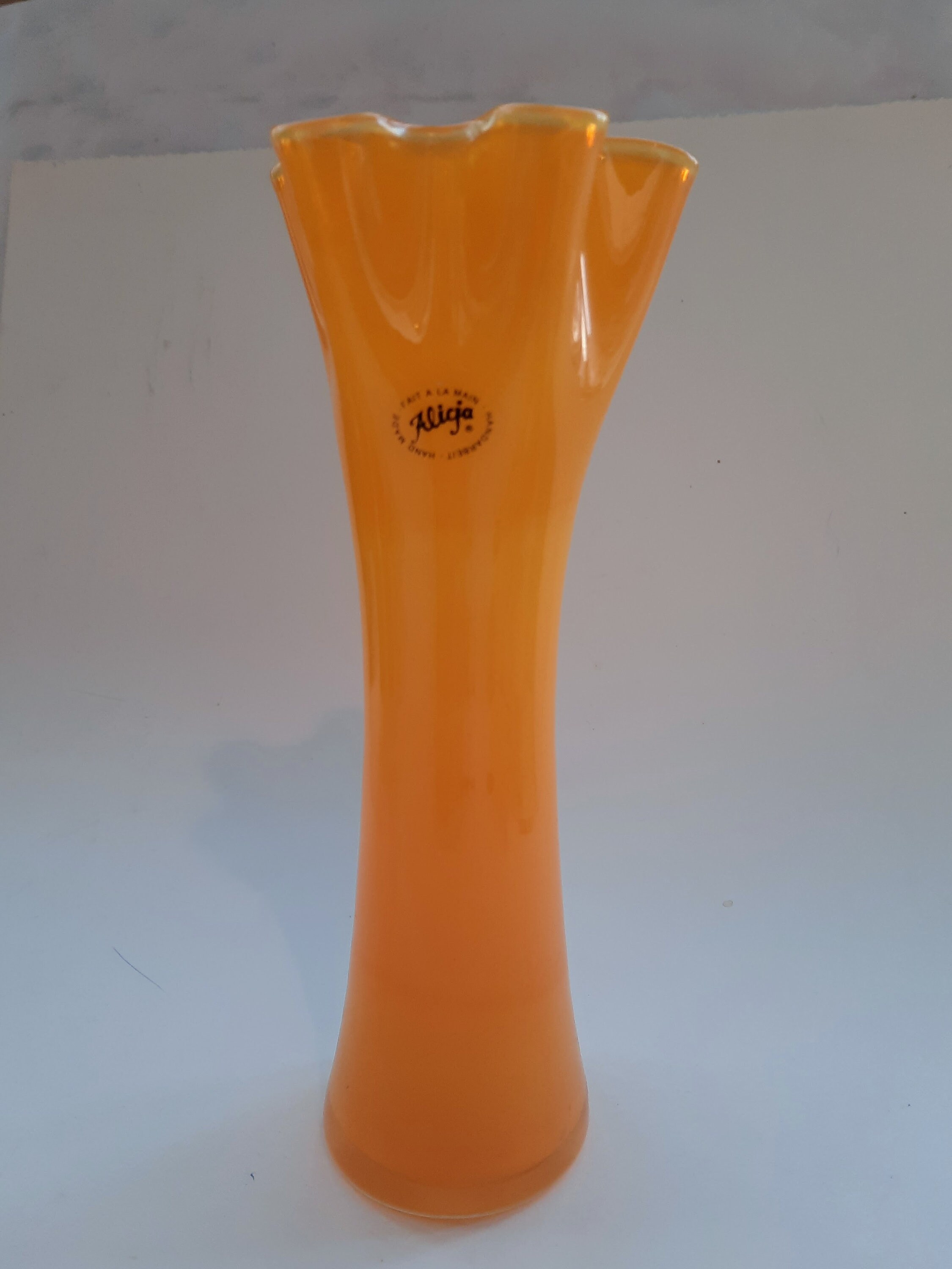 Unique Orange Hand Blown Art Glass Vase Alicja Etsy