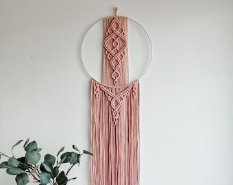 Pink Macrame Dreamcatcher, Macrame wall hanging
