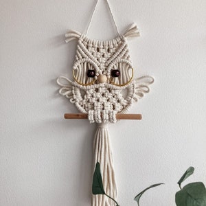 Makramee-Buchhalter In Eulenform – Handgefertigtes Hängendes Bücherregal Aus Baumwollseil, Boho-Wanddekoration Für Wohn- & Kinderzimmer