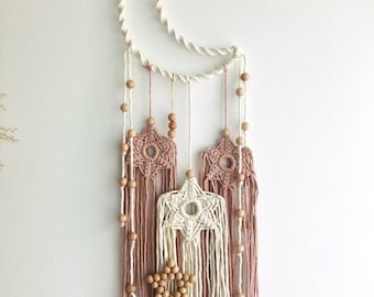 Yeeda Acchiappasogni Mini Fatto A Mano – Luna E Campanelli, Decorazione Murale Sospesa Per Camera Da Letto, Auto O Asilo Nido (Diametro 11 Cm)