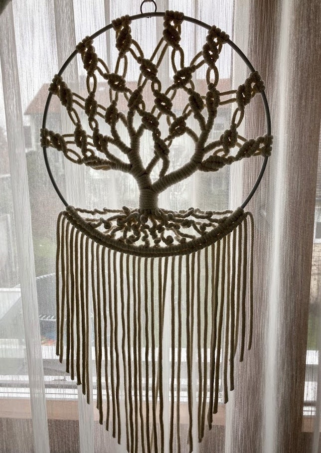 Tree of Life Boho Macrame Dreamcatcher, Japandi Wall Hanging - Etsy