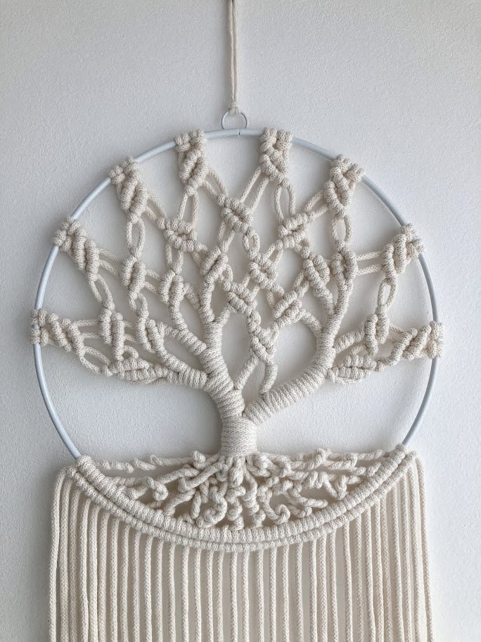 Tree of Life Boho Macrame Dreamcatcher, Japandi Wall Hanging - Etsy