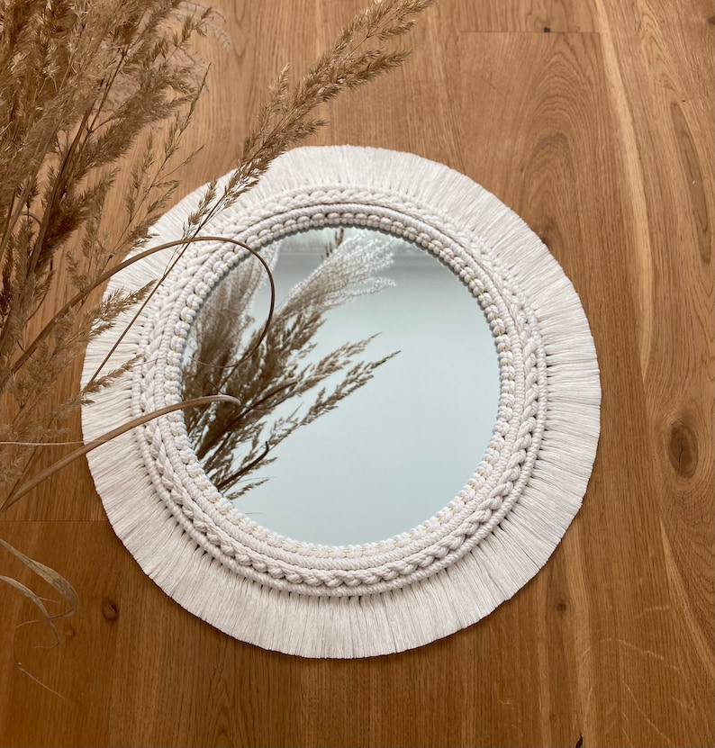 Large Round Macrame Mirror Wall Hanging Mirror Etsy