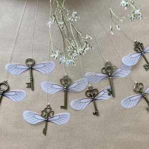 Magic Flying Keys Set, Wizard flying key Ornament set, hanging flying winged keys, Wizard Decor, Wizard Gift