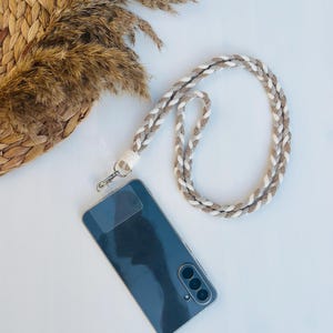 Braided Phone Lanyard Strap – Natural & Custom Colors – Crossbody or Neck Rope with Universal Attachment for Any Phone Case