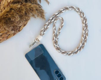 Correa trenzada para teléfono: mezcla de algodón de color personalizado, ideal para llevarla cruzada o en el cuello.