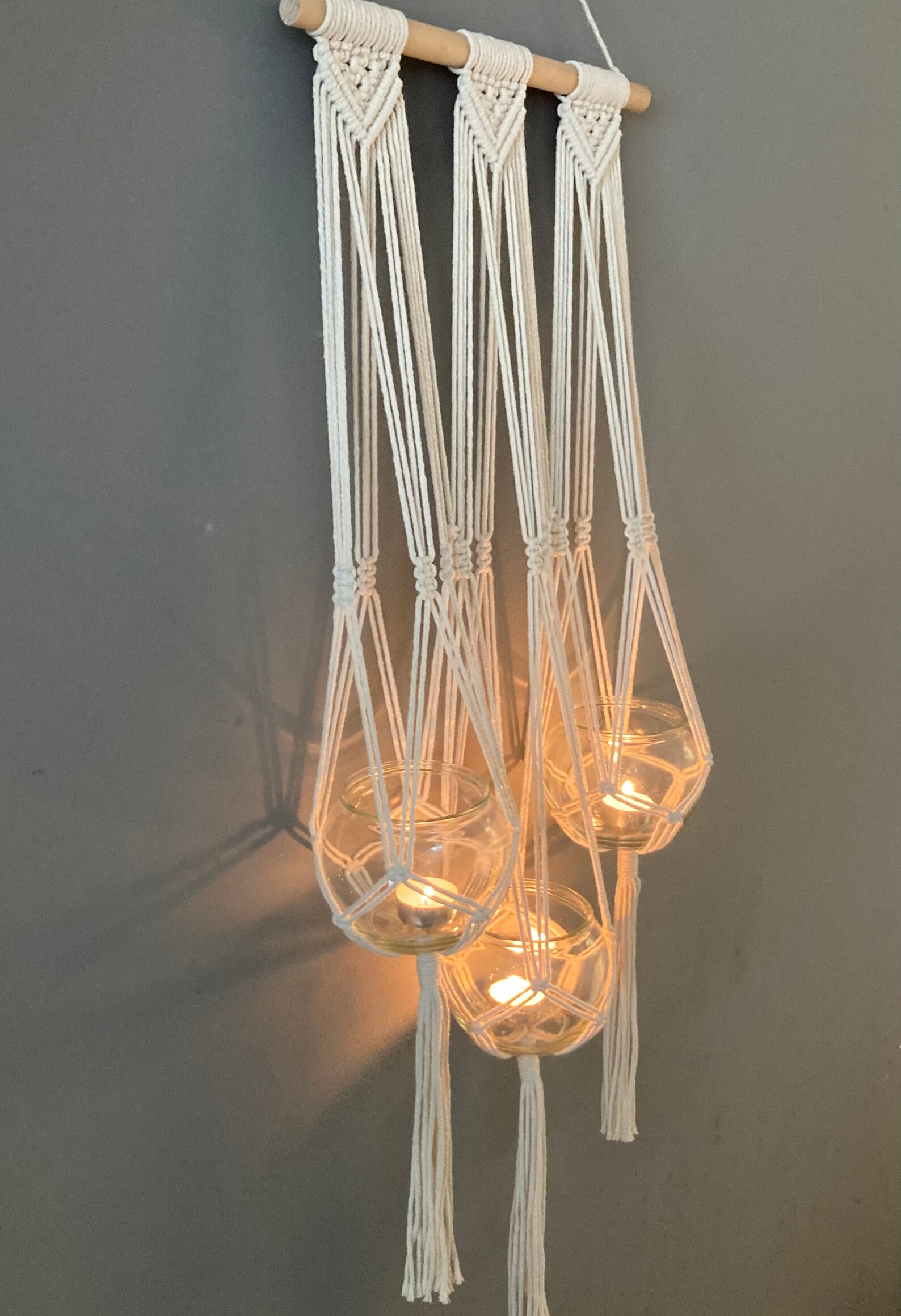 Macrame Candle Hanger Candle Holder Macrame plant hanger Etsy