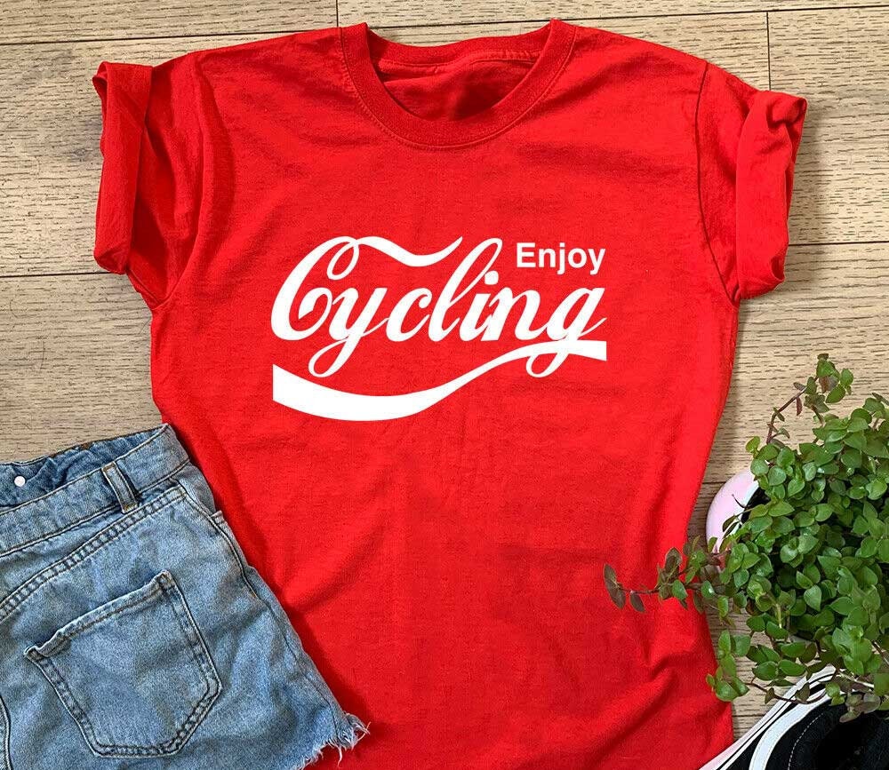 Dames Enjoy Cycling T shirt dames meisjes grappige Coca Cola parodie tops verjaardag kerstcadeau top Etsy Nederland