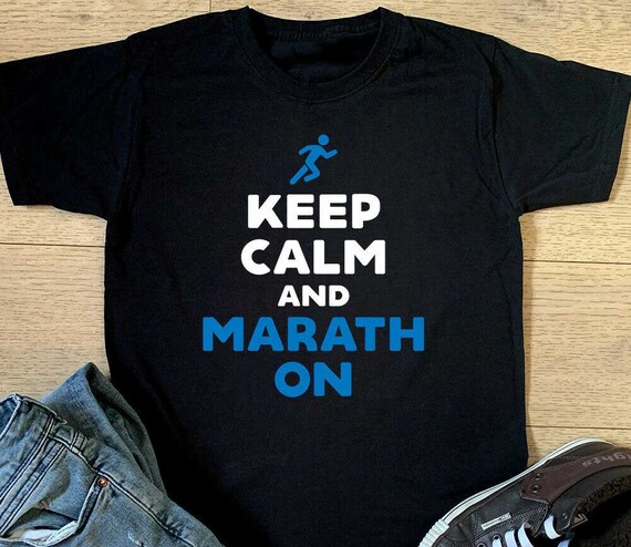Keep Calm And Marath On T-shirt Mens Marathon Sports - Etsy España