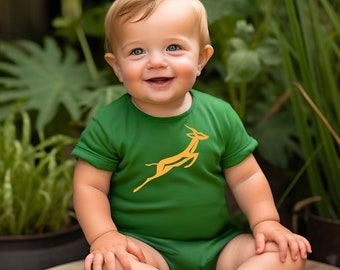 Springbok  Babygrow Baby Vest Cute Super Cute Rugby Gift Birthday Christmas Gift Babygrow Set