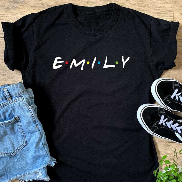 Ladies Custom Name Friends Text T-shirt - Womens Girls Personalised Gift Top Birthday Christmas Gift Top