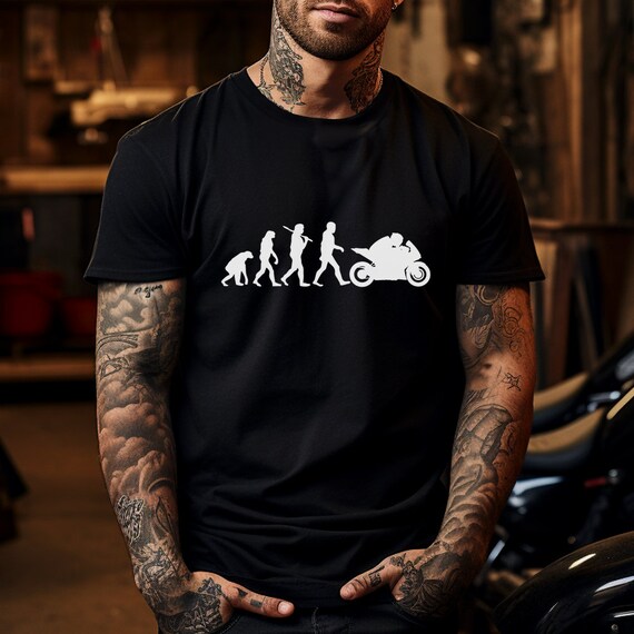 Evolution Of Motorbike Men's T-Shirt - Premium Cotton Graphic Tee - View #2