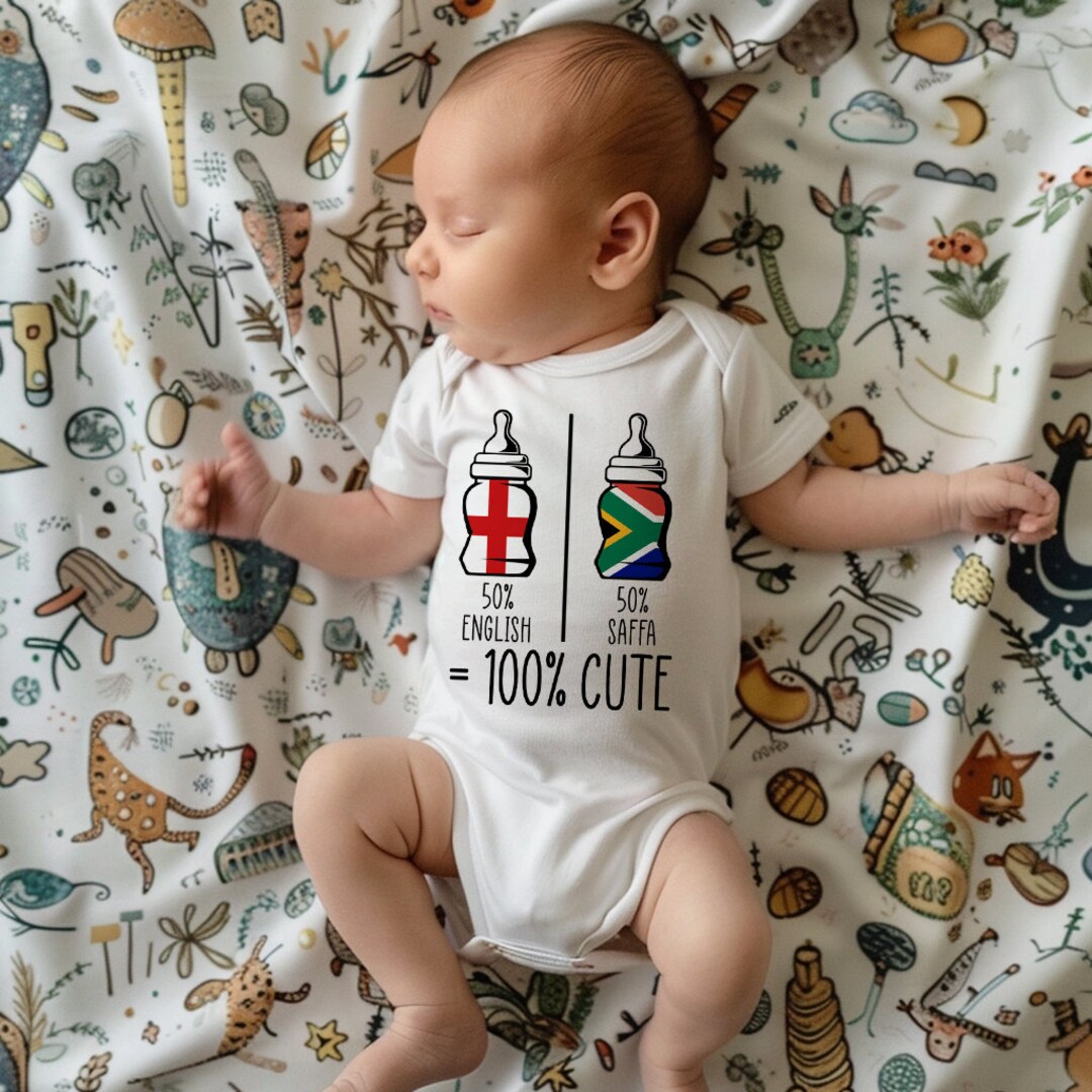 Half English Half Saffa Baby Vest: Custom Newborn Babygrow UK