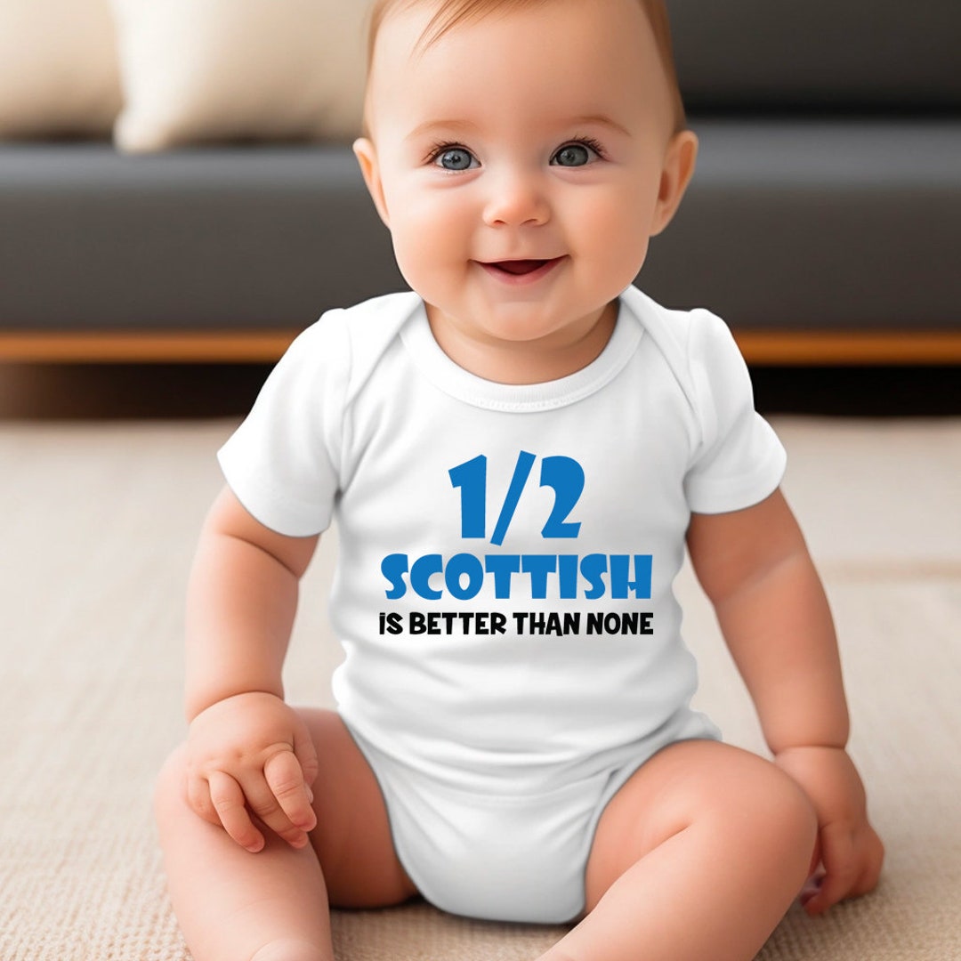 Half Scottish is Better Than None Babygrow Baby Vest Cute Rugby