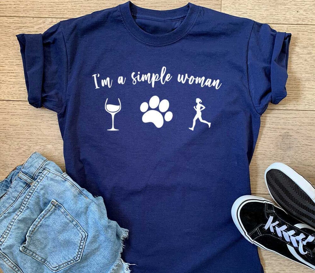 Ladies I'm A Simple Woman Wine Dogs Running Tshirt Etsy UK