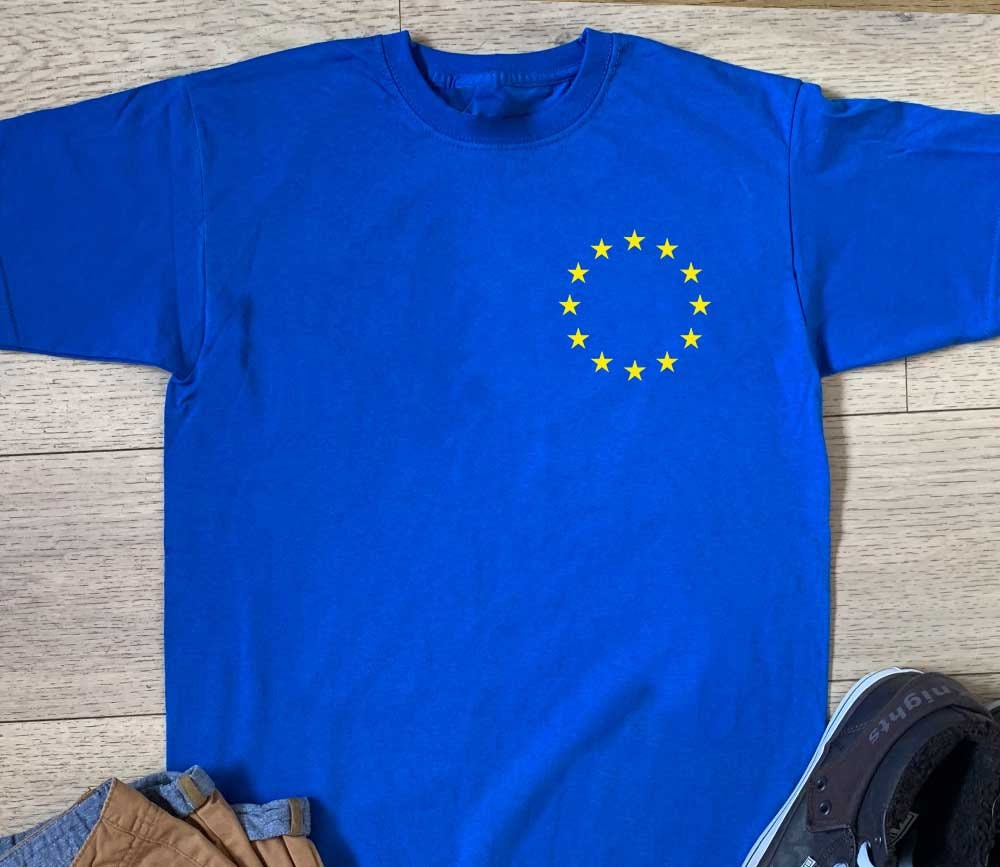 European Union Flag Pocket T-shirt - Mens EU Brexit Gift Top Boys Birthday Christmas Gift Top