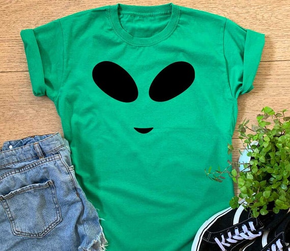 Ladies Alien Face Eyes T shirt Womens Girls Fancy Dress Halloween
