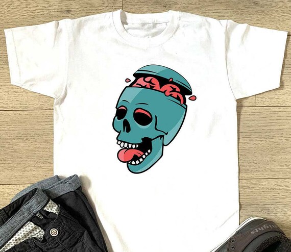 Crazy Skull T shirt Mens Funny Halloween Cartoon Top Boys Birthday Christmas Gift Top Etsy