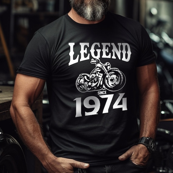 Legend Biker Since 1974 T shirt Mens Funny 50th Birthday Family Cool Biker Motorbike Top Boys Christmas Gift Top 2024 Etsy