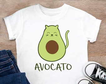 Kids Avocato T-shirt - Boys Girls Super Cute Avocado Cat Top Birthday Christmas Gift Top