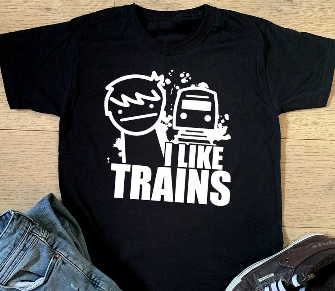 グラフィックビッグプリントTシャツ (TRAIN) I Like Trains T-shirt - Mens Funny Viral Youtube Top Boys