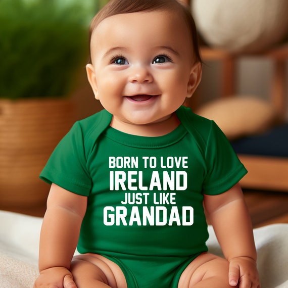 Born To Love Ireland Like Grandad Babygrow Baby Vest Super Cute Football Rugby Nations Cup World Six Grandson Birthday Christmas Gift Set