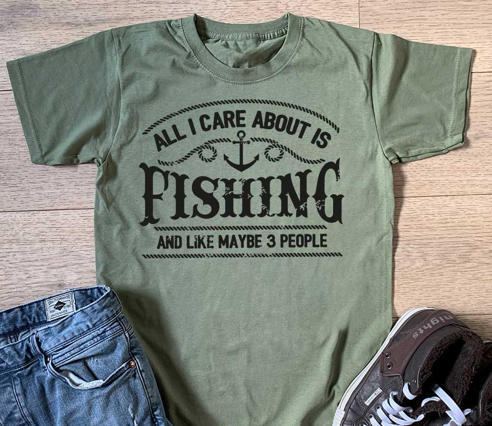 All I Care About is Fishing T-shirt Mens Carp Fishing Gift Top Boys  Birthday Christmas Gift Top -  Denmark